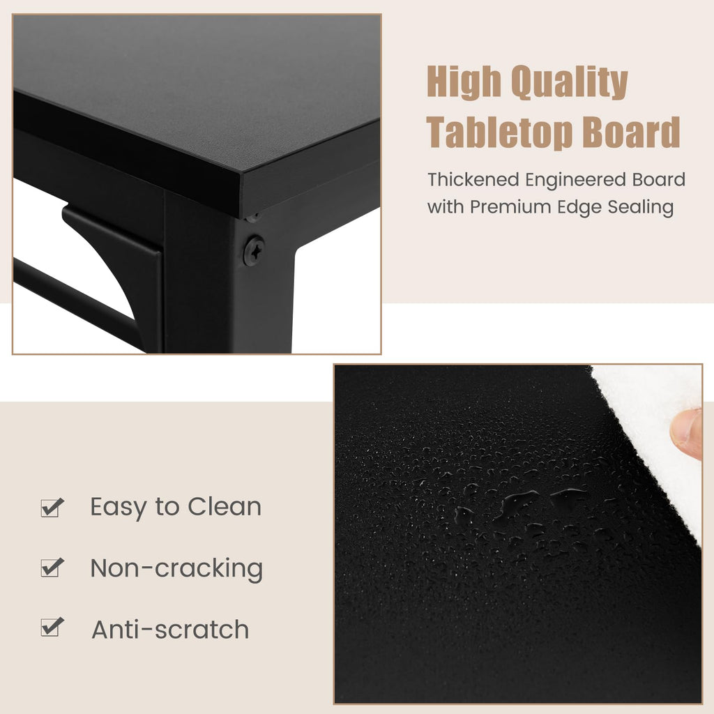 48” Mobile Computer Desk with 4 Lockable Wheels, Black Metal Frame T659771