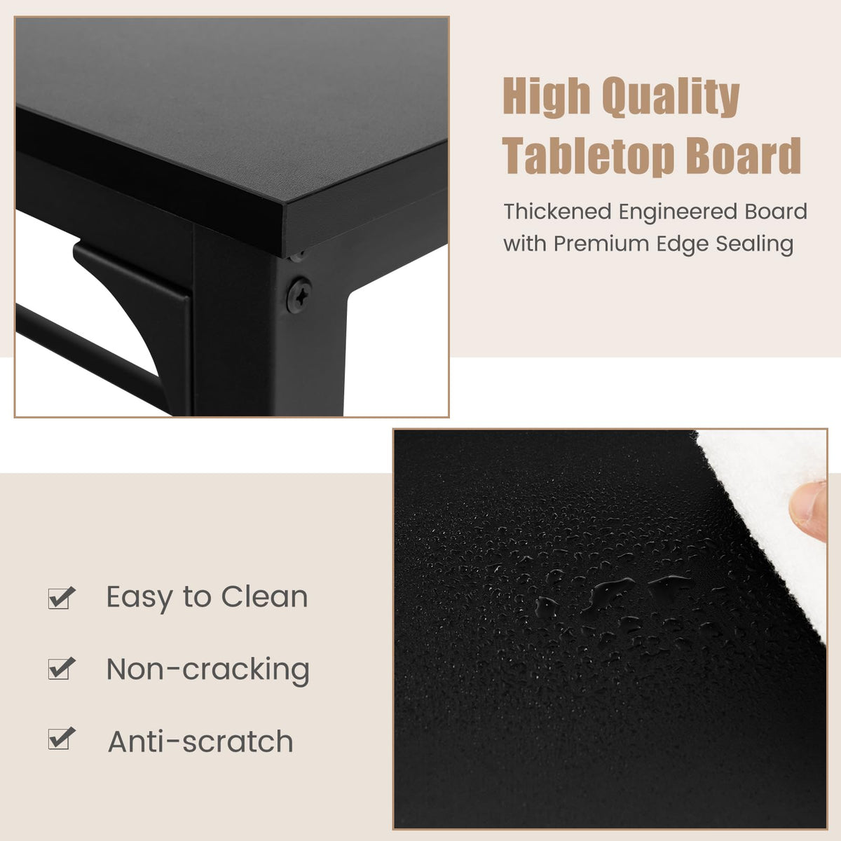 48” Mobile Computer Desk with 4 Lockable Wheels, Black Metal Frame T659771