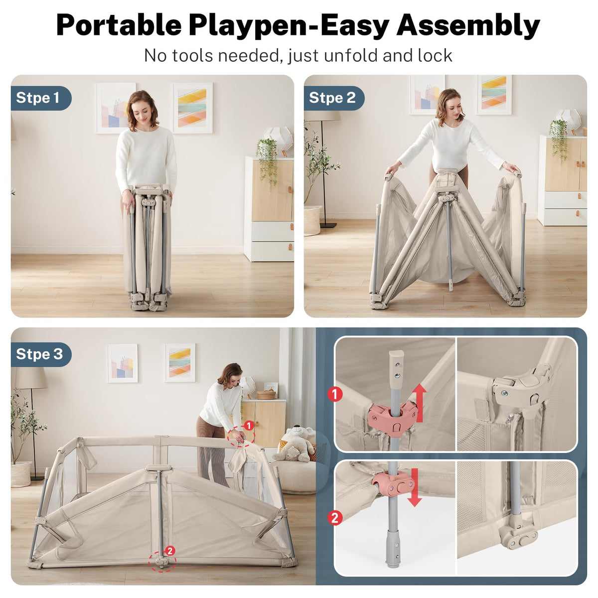 Portable Foldable Playpen with Carry Bag Y3943