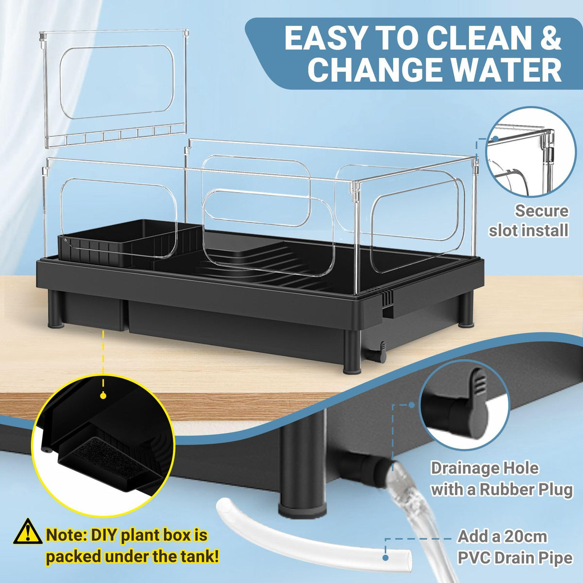 Small Turtle Tank Kit with Adjustable Lamp and Filter D640393