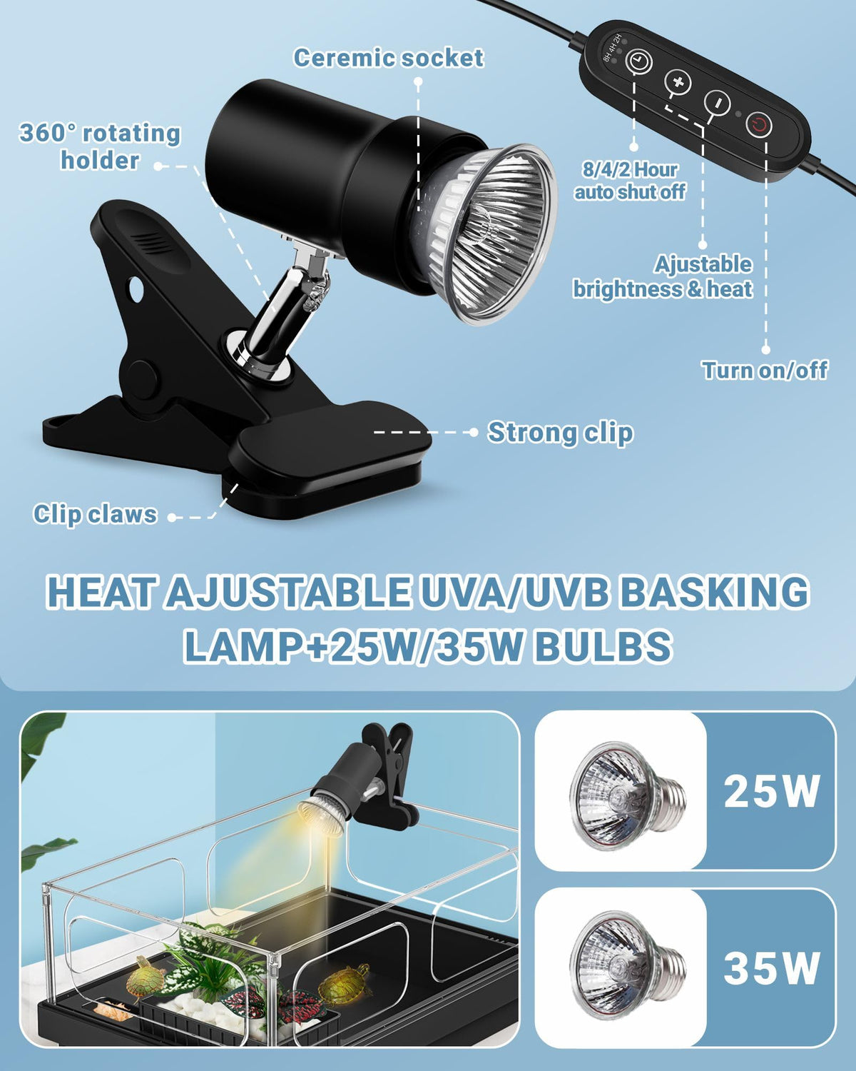 Small Turtle Tank Kit with Adjustable Lamp and Filter D640393