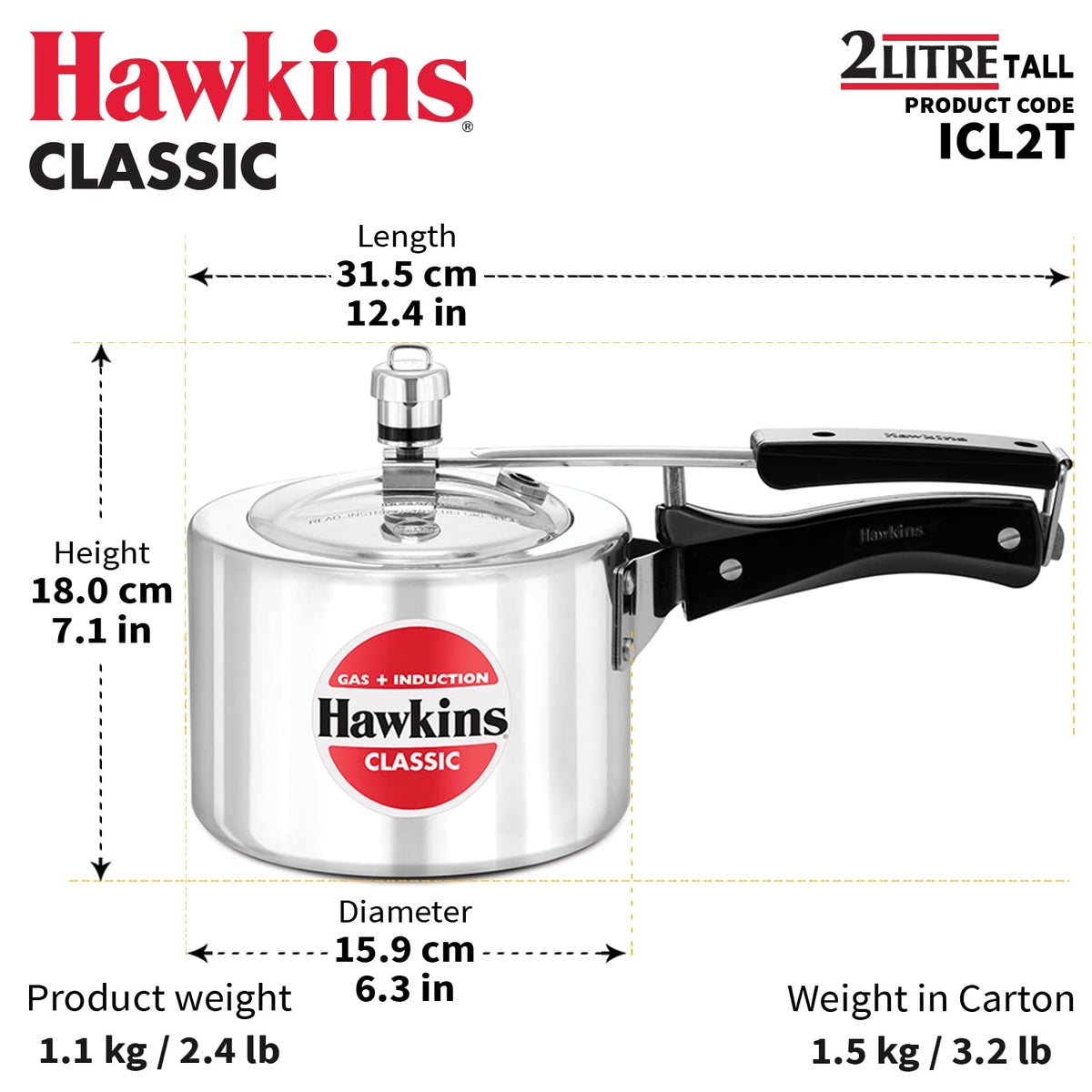 Aluminium 2 Litre Pressure Cooker R63037