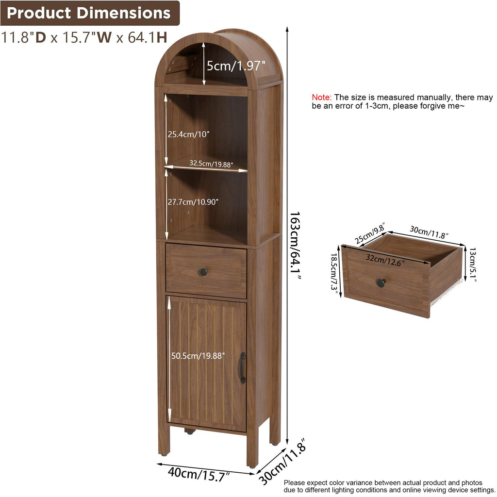 64" Tall Bathroom Storage Cabinet with Adjustable Shelves T3820