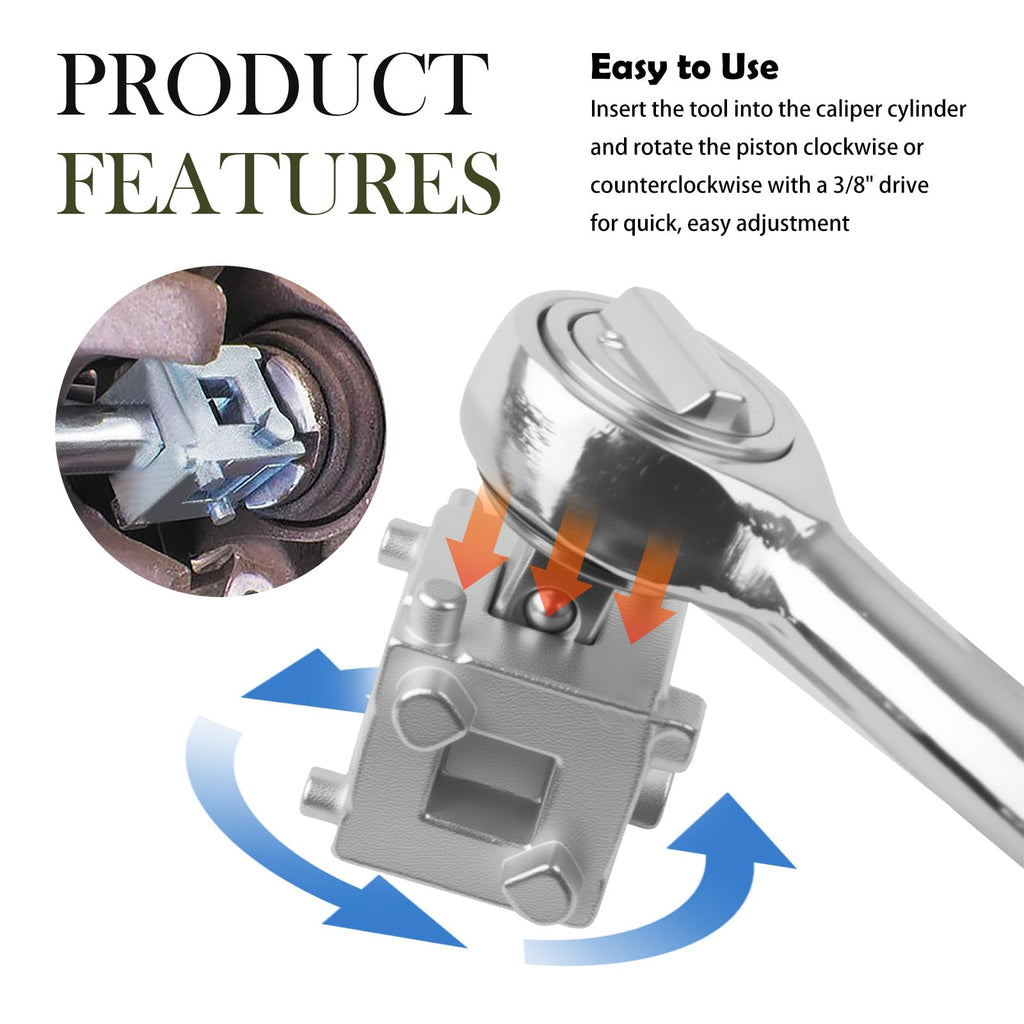 Brake Caliper Compression Tool with 3/8" Square Drive Hole X9618