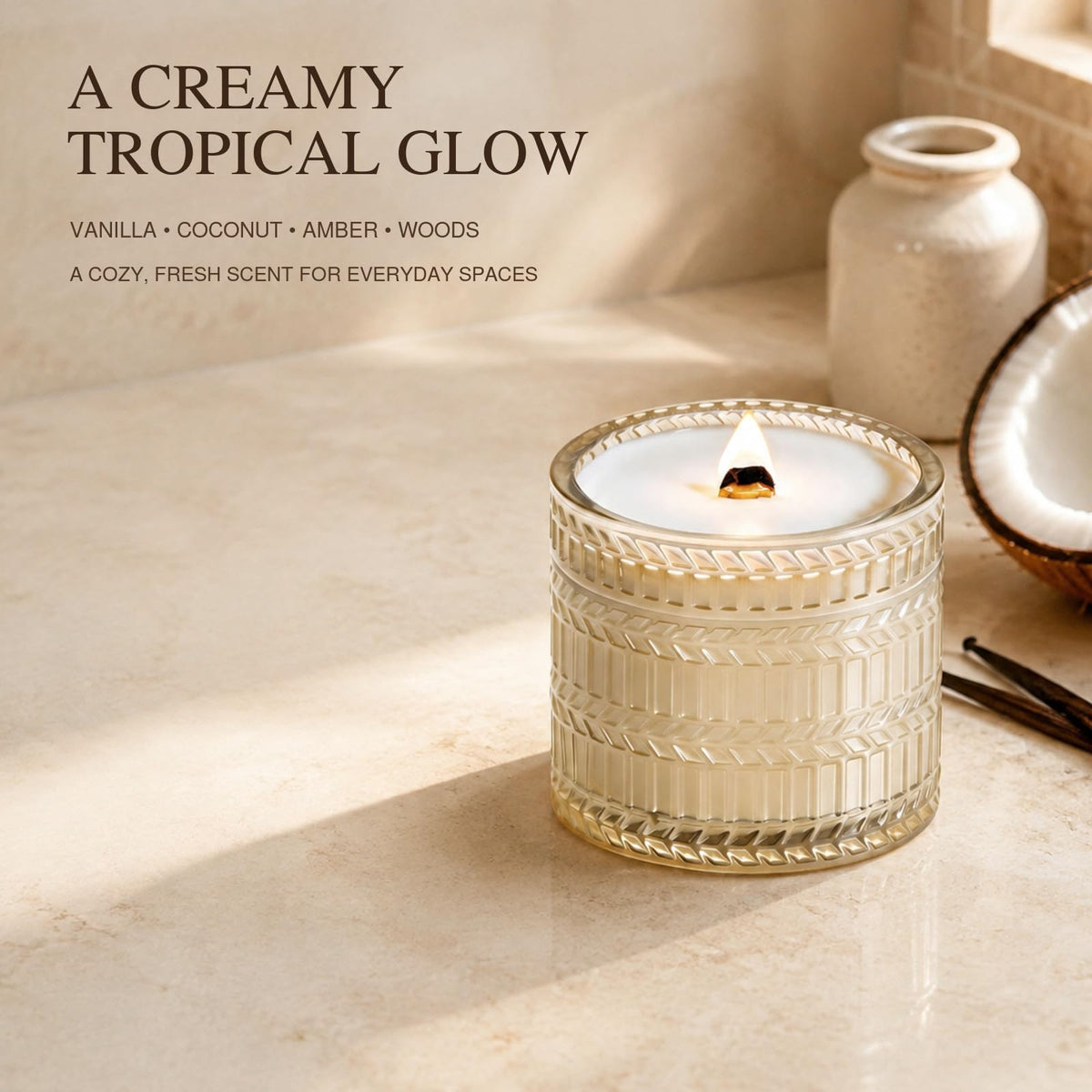 Vanilla Coconut Wood Wick Candle 7.4 oz C118952