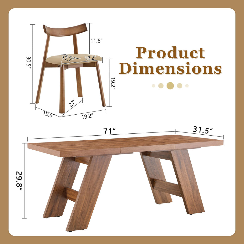 71'' Dining Table Set for 8 with Upholstered Chairs L62311