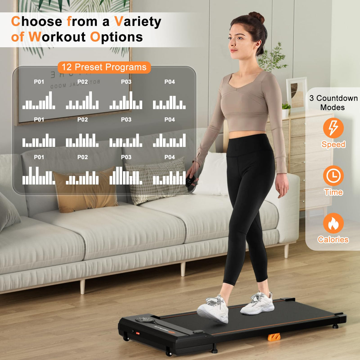 340 LBS Capacity Under Desk Treadmill with Remote Control T3942