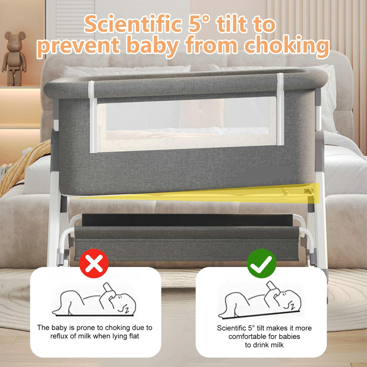 4 in 1 Baby Bassinet Bedside Sleeper with Wheels and Mattress V9524