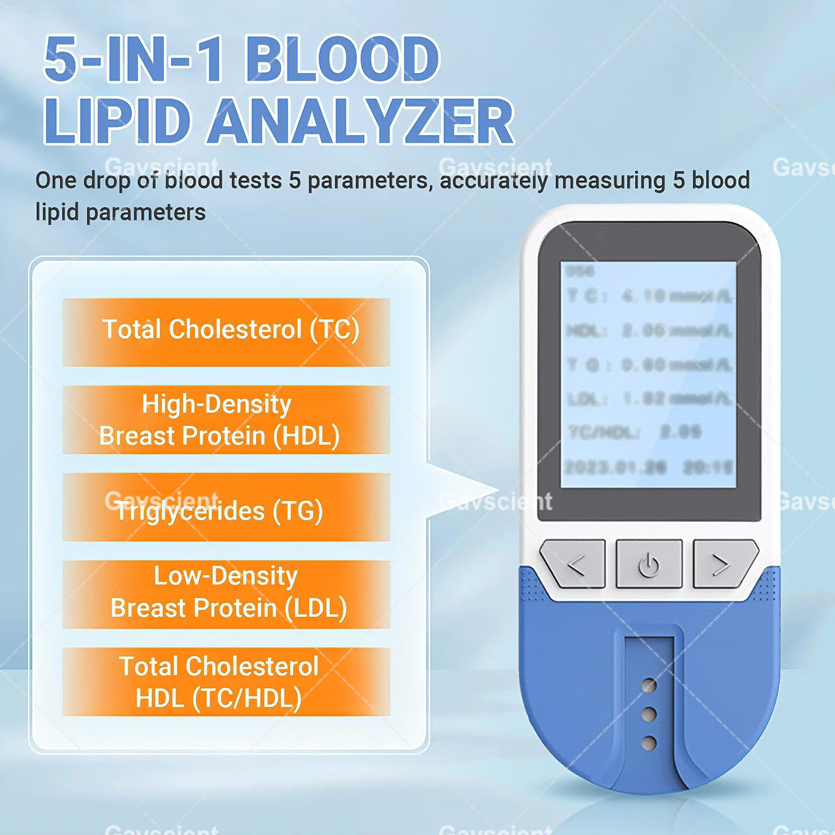 5 in 1 Lipid Test Meter Cholesterol Monitor Kit with 25 Strips B1070