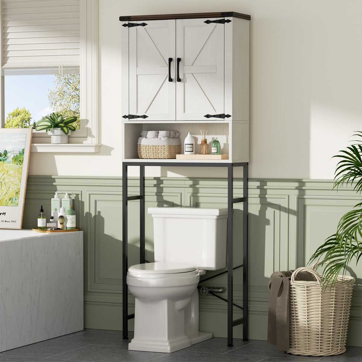 Over The Toilet Storage Cabinet with Adjustable Shelf, White B240226