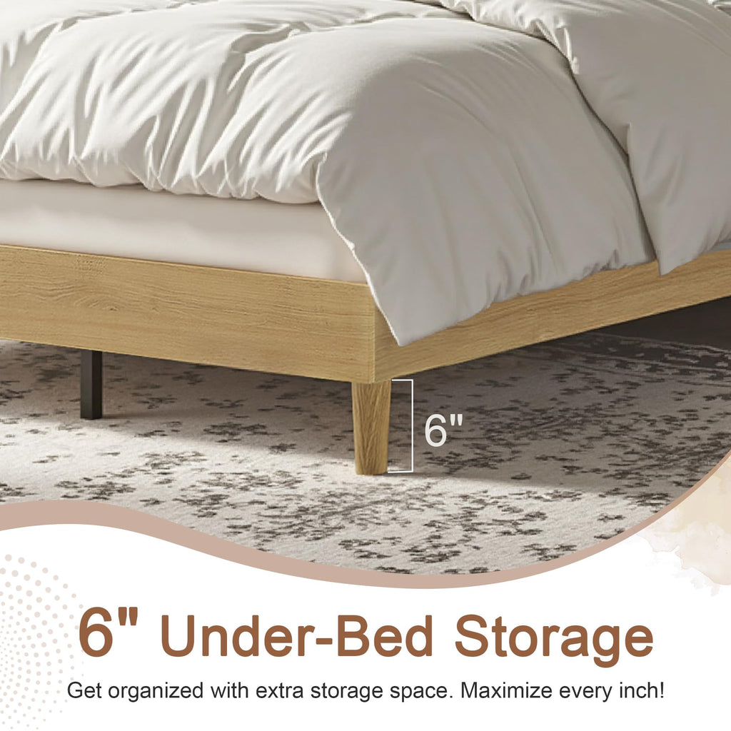 Queen Size Upholstered Platform Bed Frame with Headboard O49482