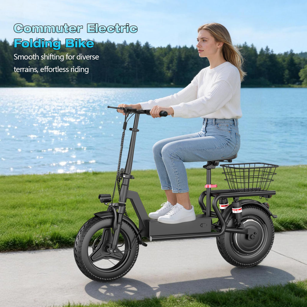 Electric Scooter with Seat, 1000W Peak Motor, 25 MPH, 14" Pneumatic Tires W991951