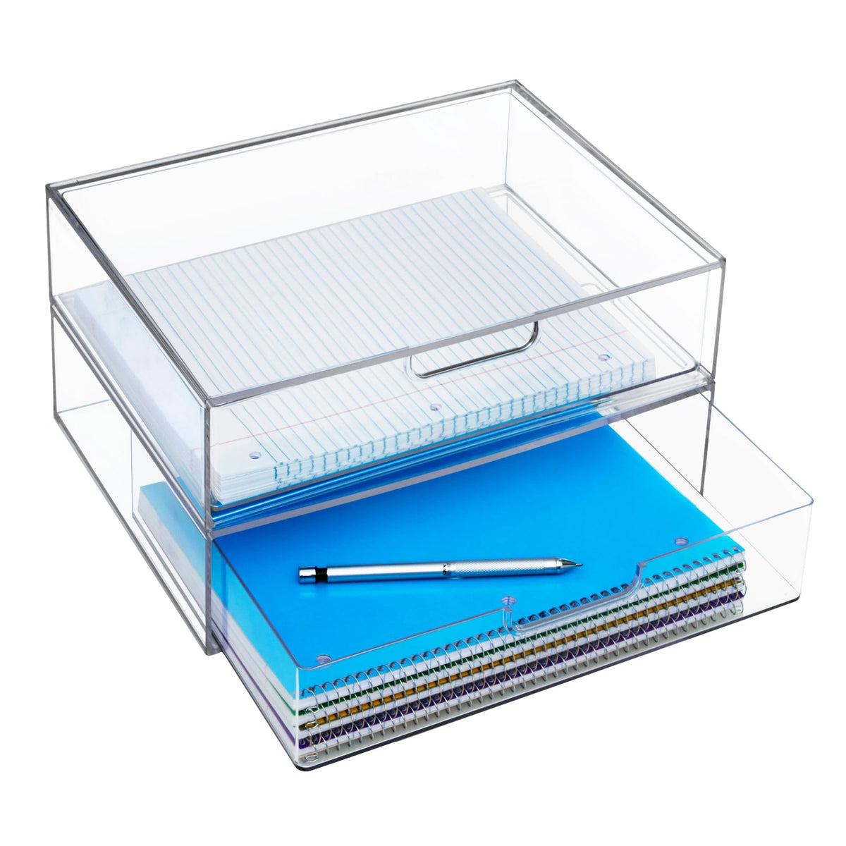 Clear Plastic Stackable Organizer Drawers Set of 2 U222233