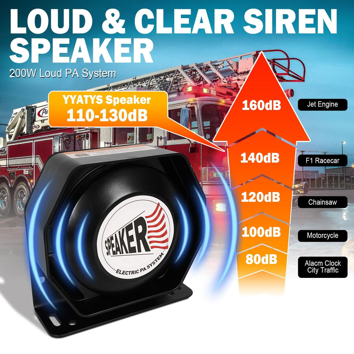 200W Multi-Tone Emergency Car Siren Speaker PA System Kit V4747