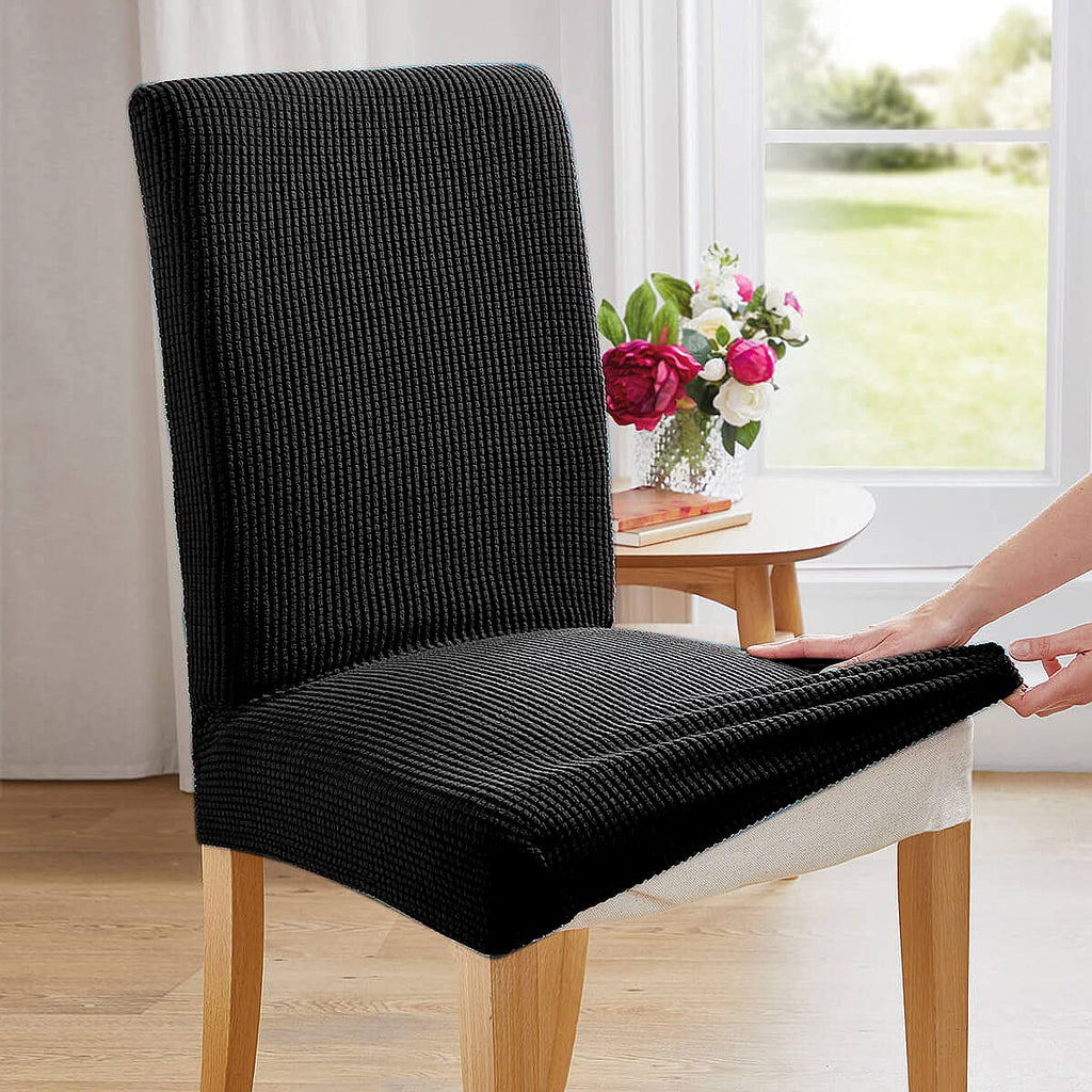 Black 6 Pack Dining Chair Covers Y74138