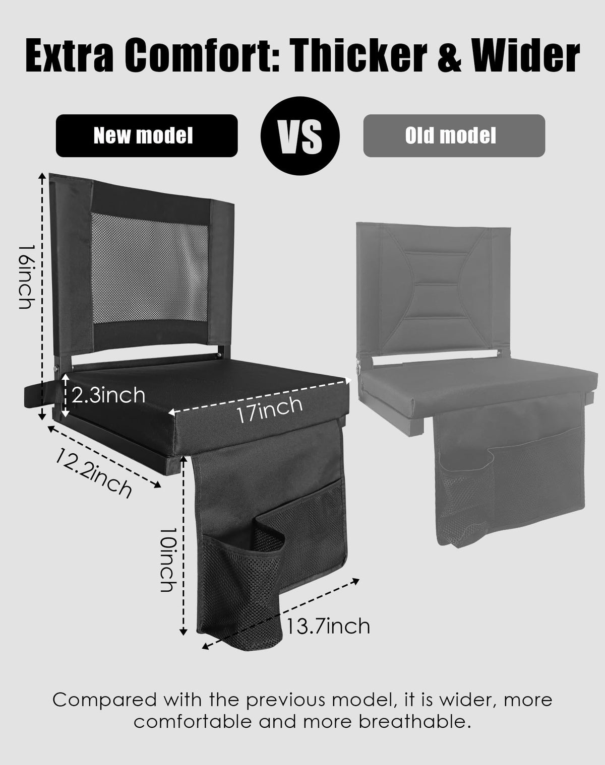 Portable Folding Bleacher Seats with Back Support and Cushion, Black P9427
