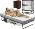 Folding Bed with Memory Foam Mattress Twin Size Metal Frame White V31674