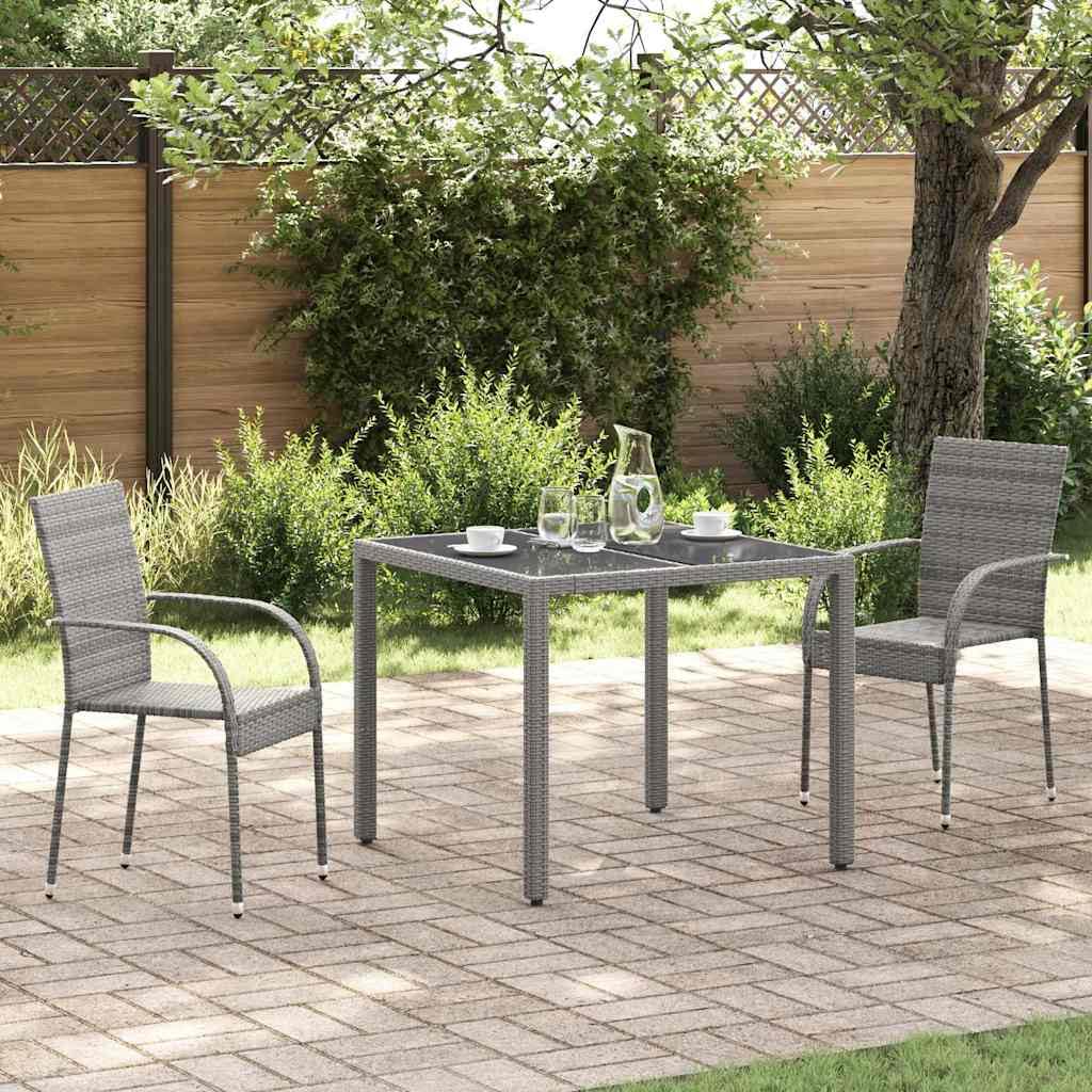 2 Pcs Grey Poly Rattan Stackable Patio Chairs Z9391
