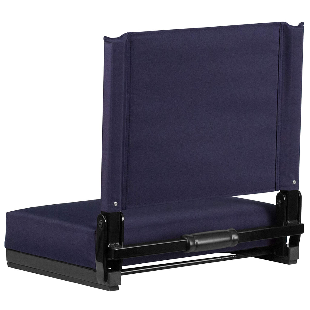 Portable Folding Padded Stadium Chair with Carrying Handle, Navy H84231