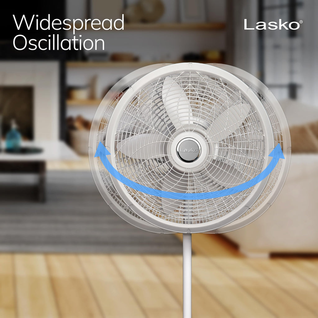 Oscillating Pedestal Fan with Adjustable Height and 3 Cooling Speeds, 18", White C282888