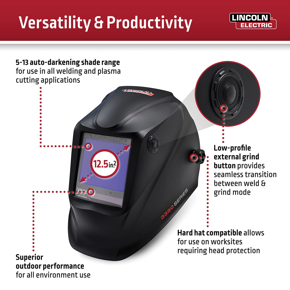 Auto Darkening Welding Helmet with 4C Lens Technology Matte Black X7859