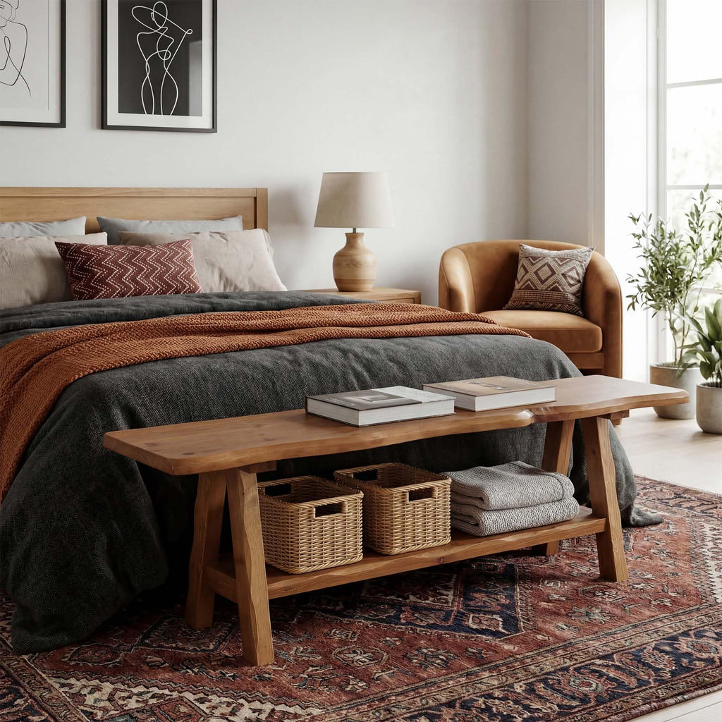 Brown Solid Wood Entryway Bench L651078