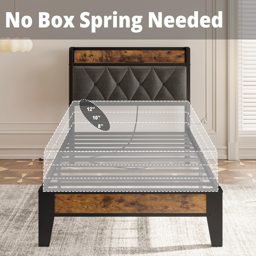 Twin Bed Frame with Storage Headboard Z577