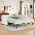 Twin Size Beige Boucle Upholstered Daybed with Trundle F326