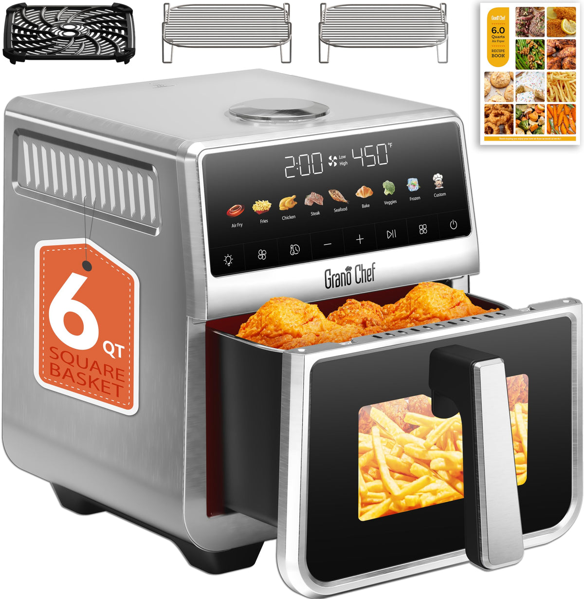 6Qt Stainless Steel Air Fryer M215572