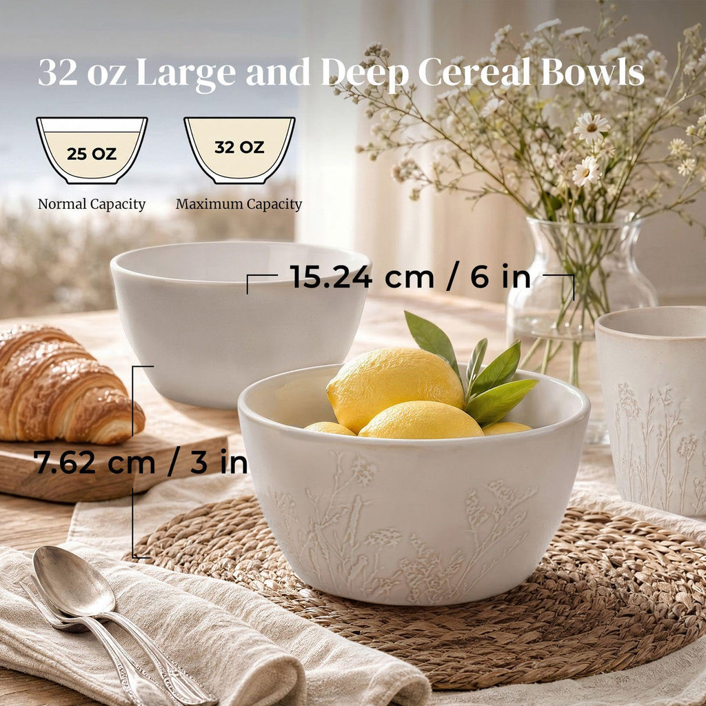 32 OZ Ceramic Soup Bowls Set of 4 H8806
