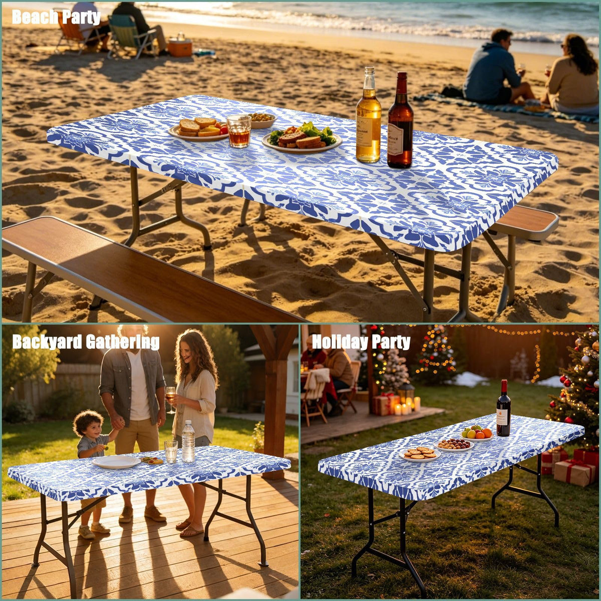 6 Ft Rectangle Water Resistant Tablecloth T595