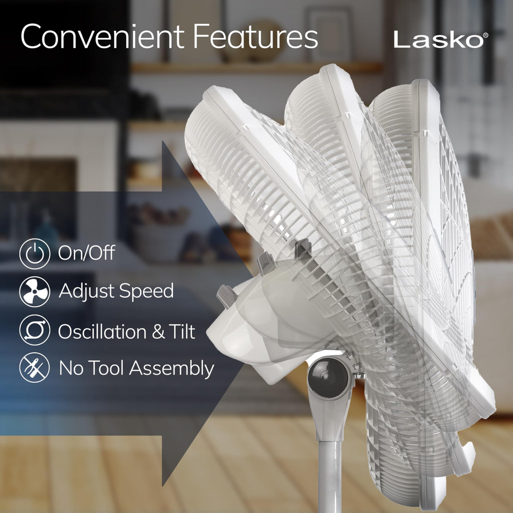 Oscillating Pedestal Fan with Adjustable Height and 3 Cooling Speeds, 18", White C282888