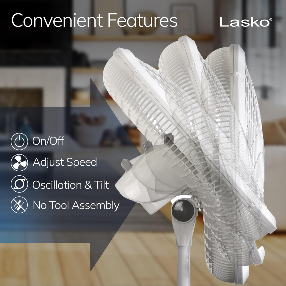 Oscillating Pedestal Fan with Adjustable Height and 3 Cooling Speeds, 18", White C282888