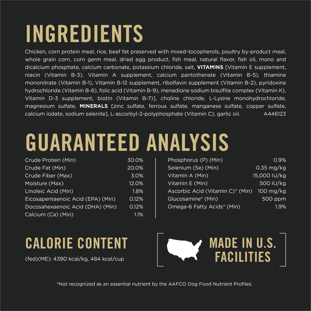 High Protein Dry Dog Food, Chicken, 37.5 lb Bag J6611