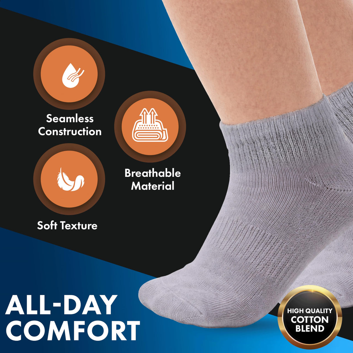 Loose Fit Non-Binding Ankle Socks 6 Pairs P1670