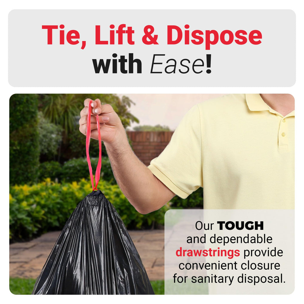 30 Gallon Black Drawstring Trash Bags 150 Count N619680