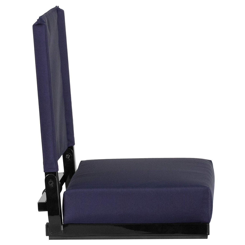 Portable Folding Padded Stadium Chair with Carrying Handle, Navy H84231