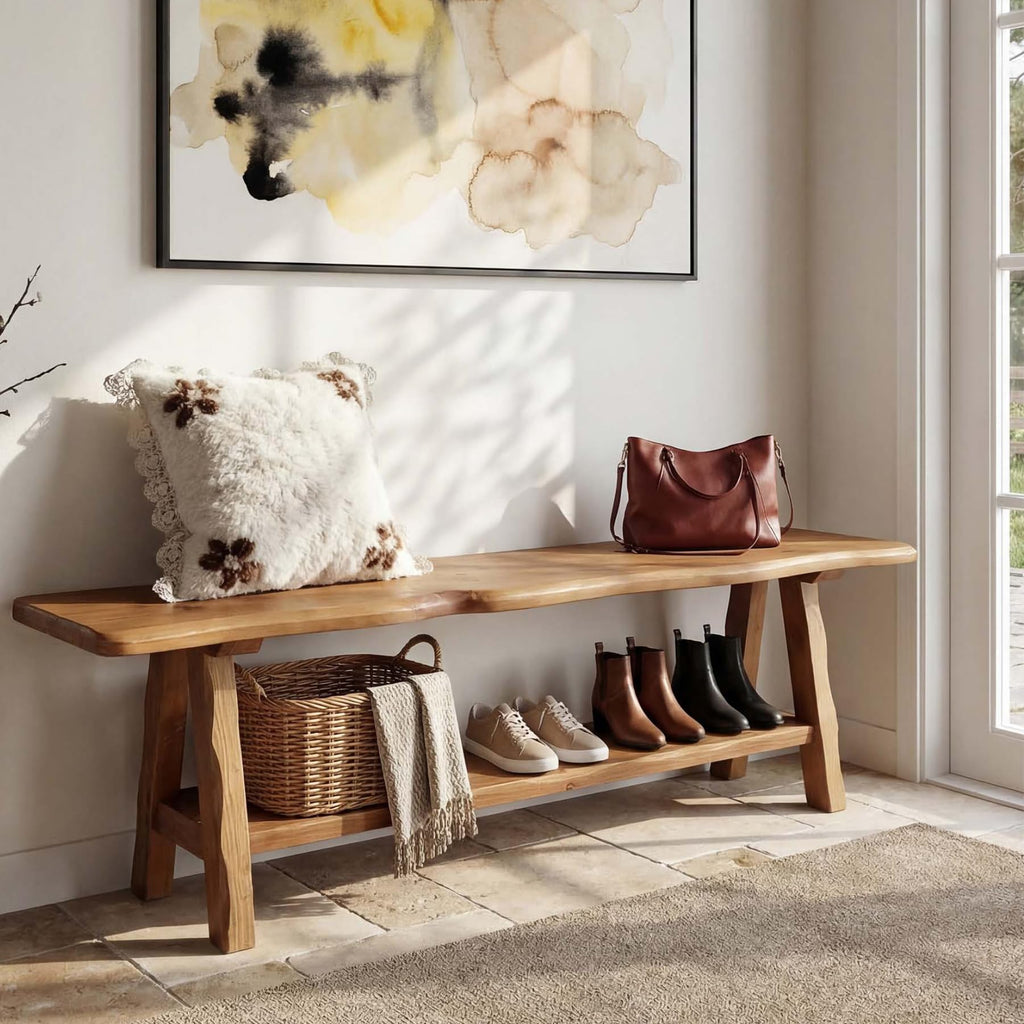 Brown Solid Wood Entryway Bench L651078