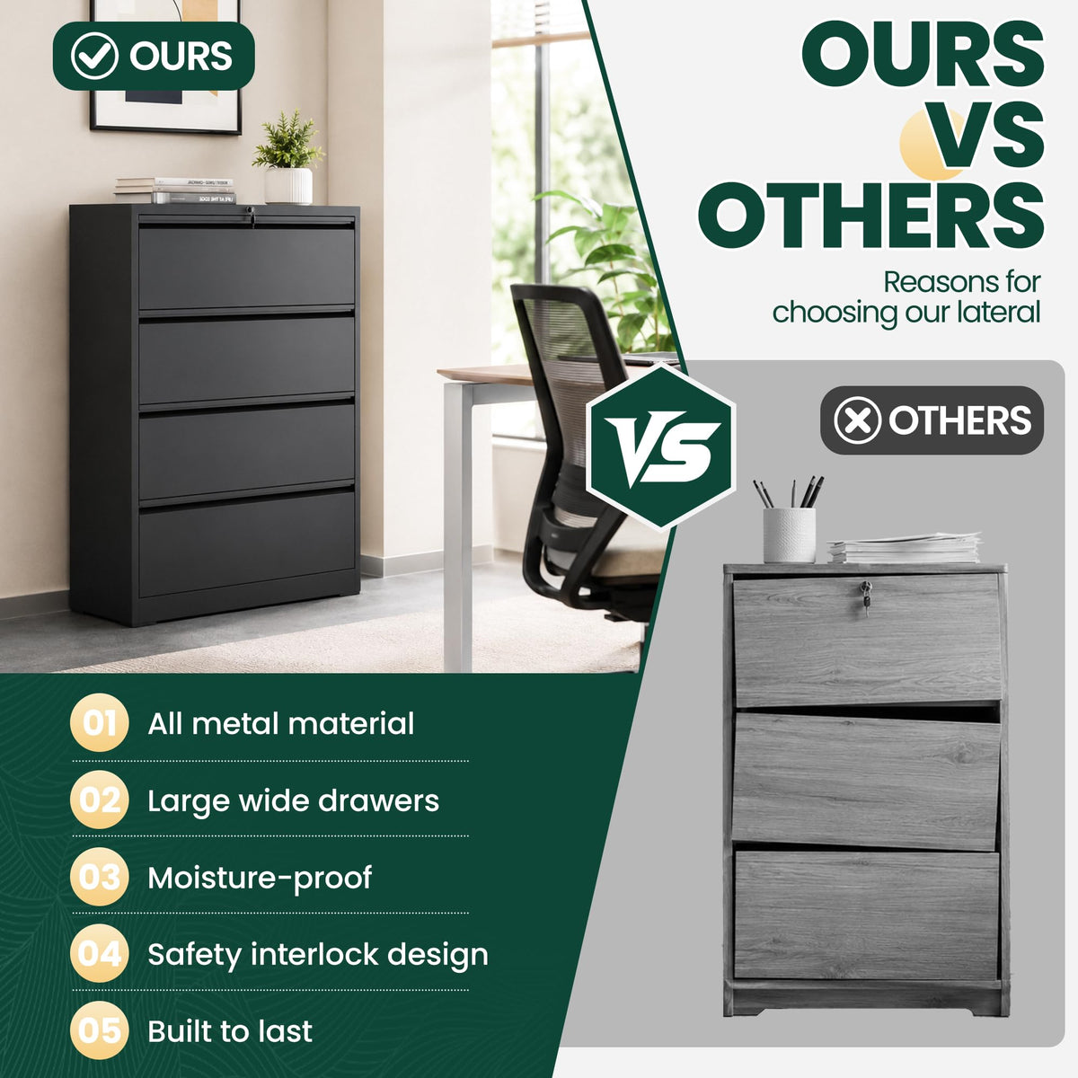 4 Drawer Black Metal File Cabinet R52019