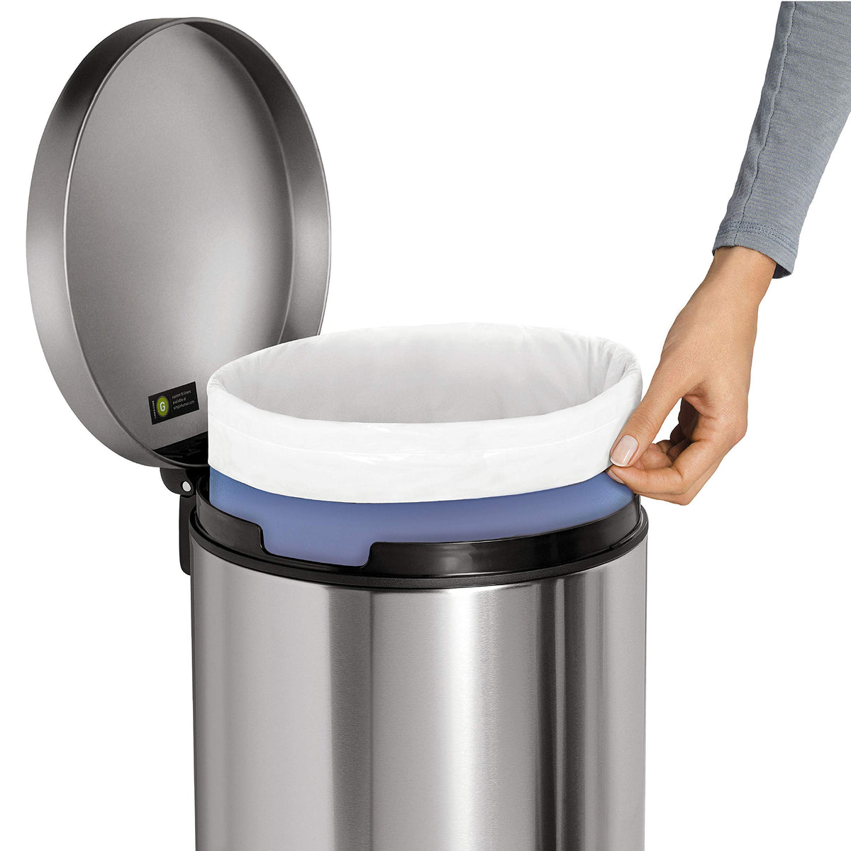 30L Brushed Stainless Steel Round Step Trash Can F456