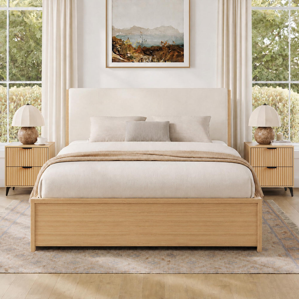 Wood Nightstand Set of 2 with 2 Drawers T355