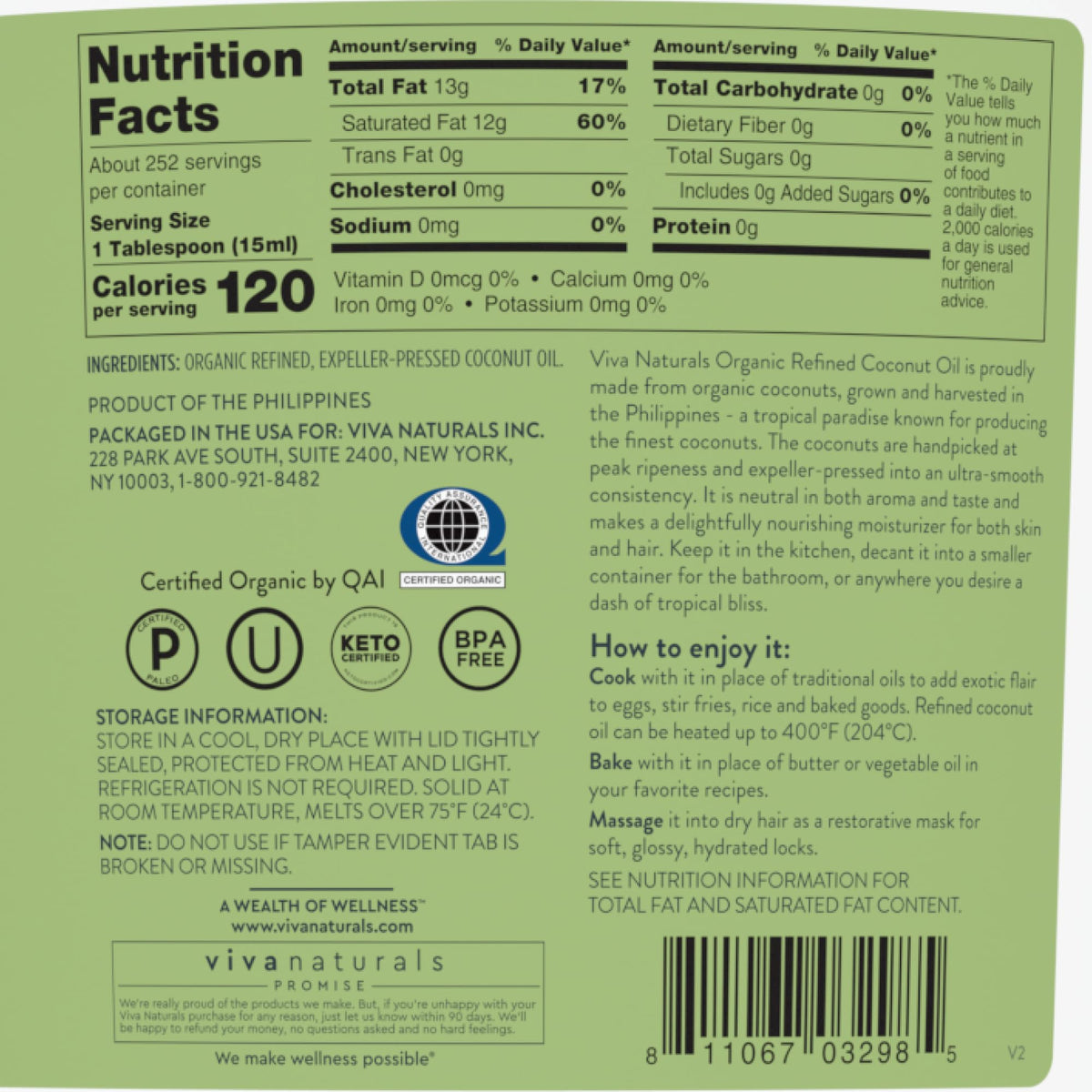 Organic Refined Coconut Oil 128 fl oz K427765