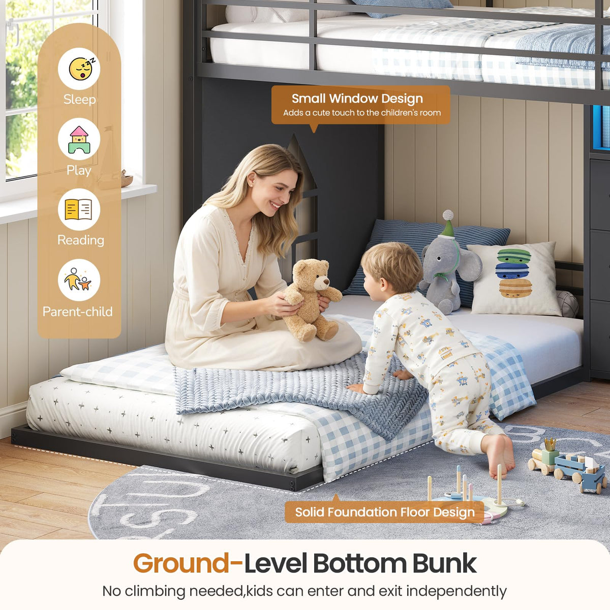 Twin Over Twin Bunk Bed with 9 Storage Drawers H700