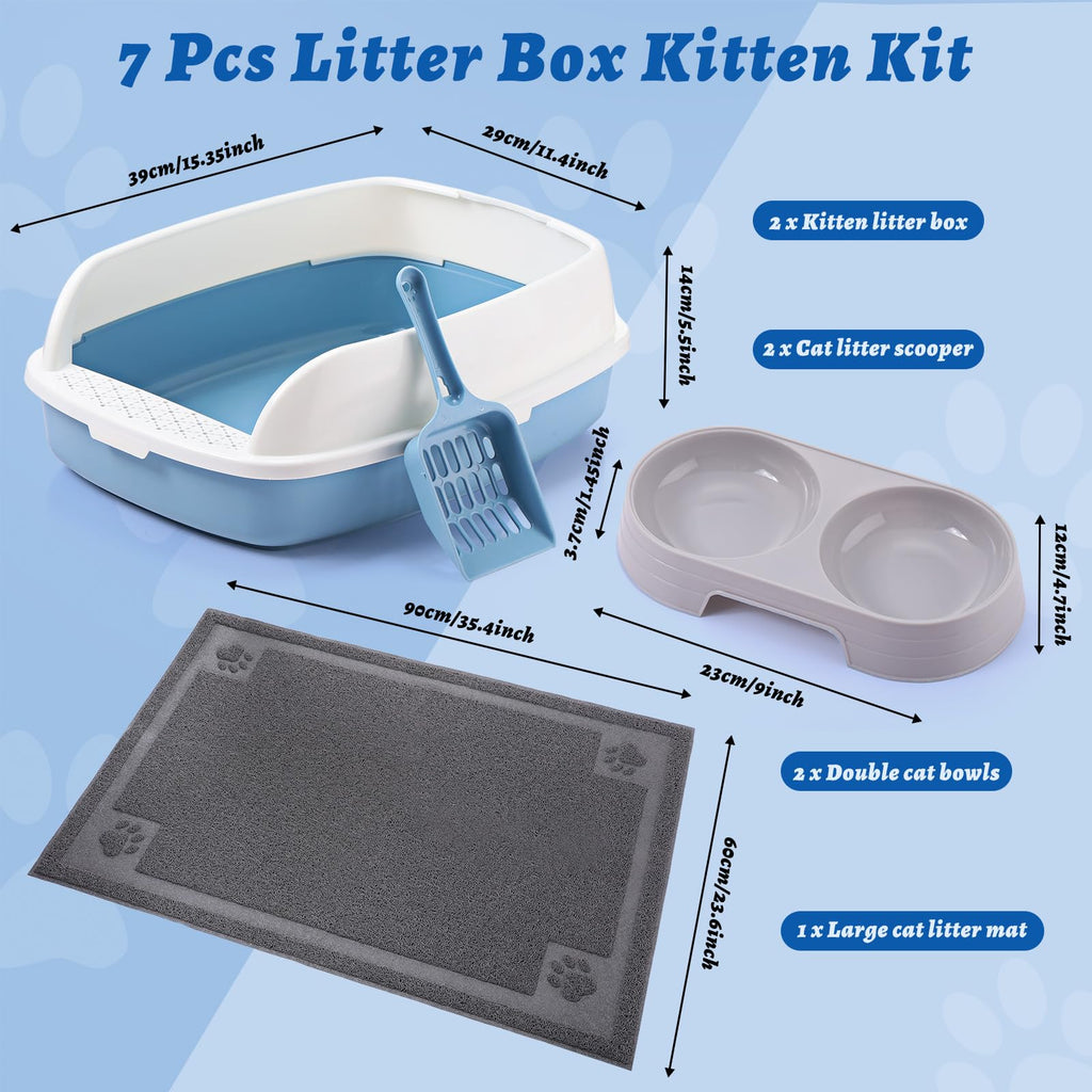 7 Pcs Kitten Litter Box Starter Kit with Scoop and Cat Bowl F3212