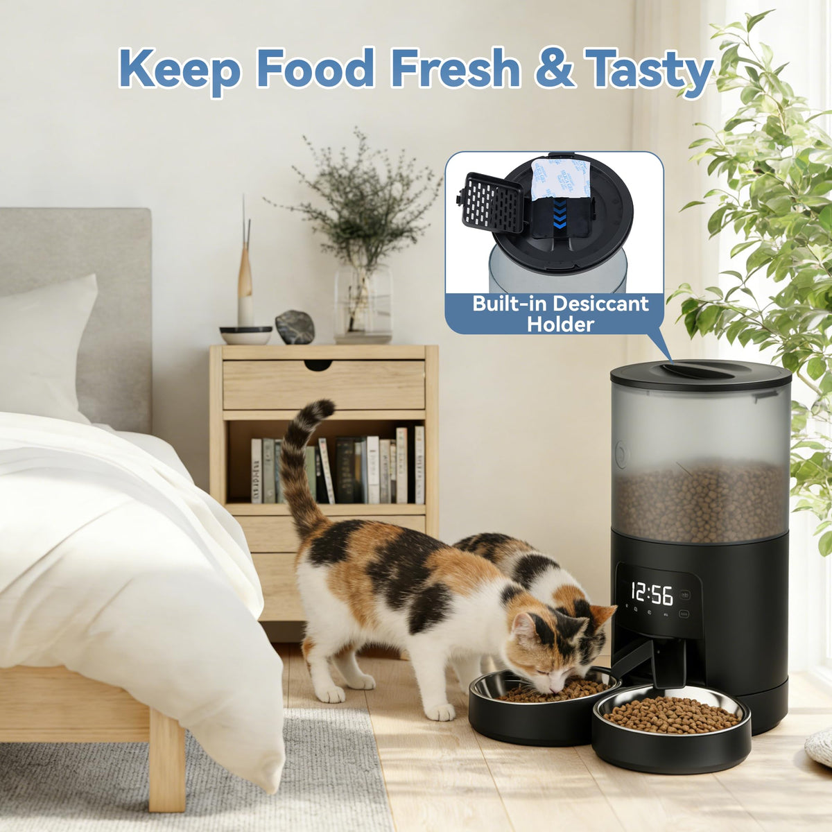 Automatic Cat Feeder for 2 Cats, 6L Black Y924866