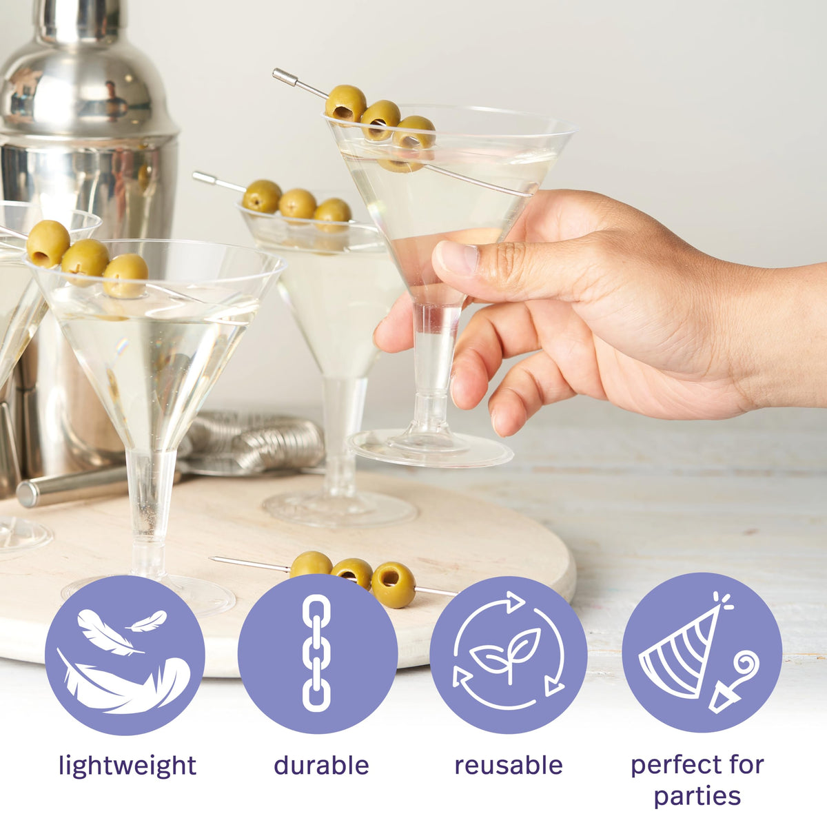 24 Oz Plastic Martini Cocktail Glasses J5565