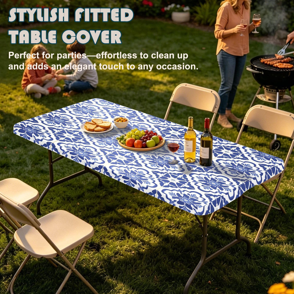 6 Ft Rectangle Water Resistant Tablecloth T595
