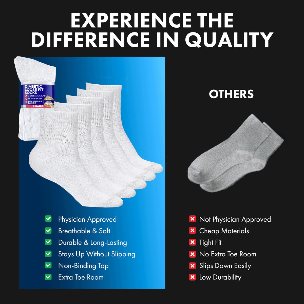 Loose Fit Non-Binding Ankle Socks 6 Pairs P1670