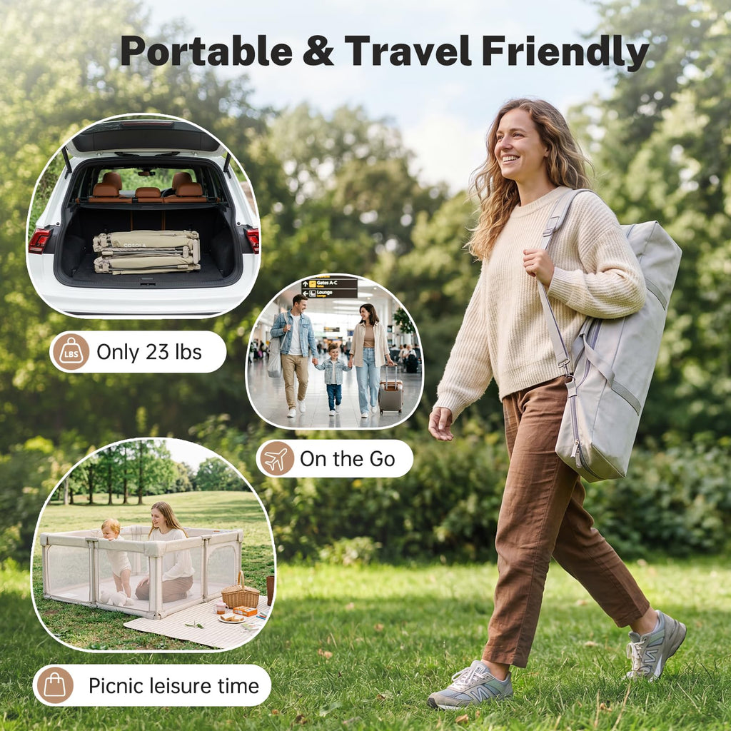 Portable Foldable Playpen with Carry Bag Y3943