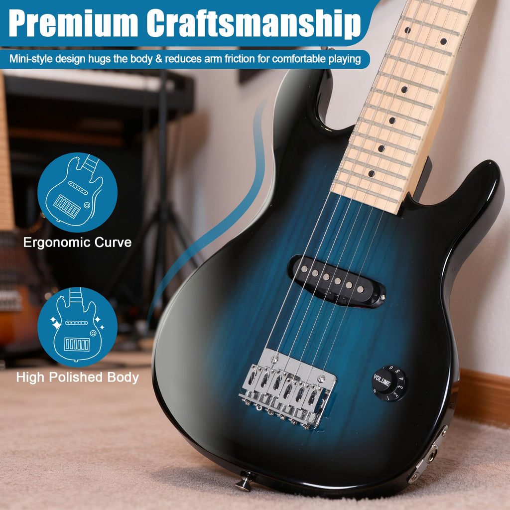 30" Blue Electric Guitar Beginner Kit with Amp and Bag E4624